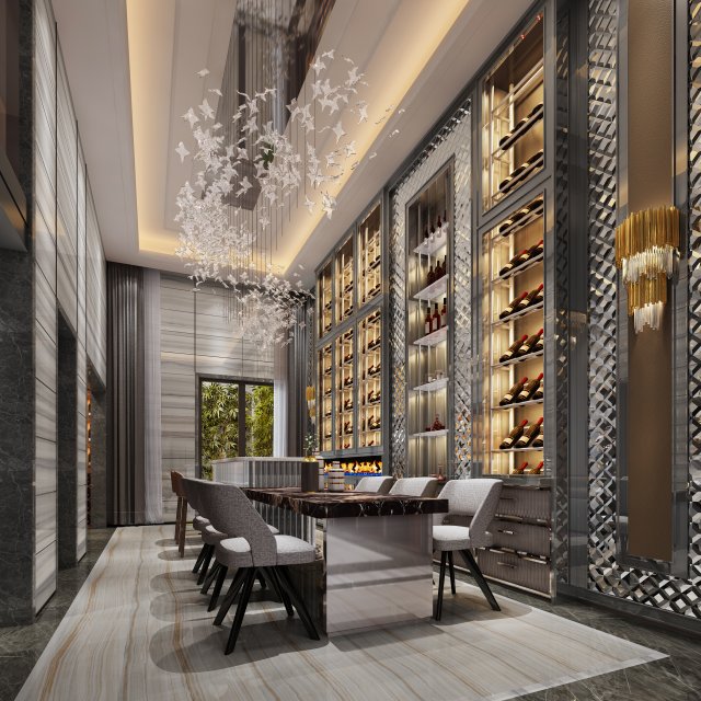 modern restaurant Modello 3D .c4d .max .obj .3ds .fbx .stl .blend