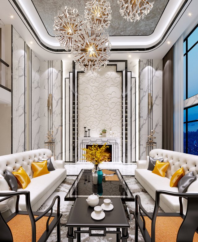 luxurious living room Modèle 3D .c4d .max .obj .3ds .fbx .stl .blend 