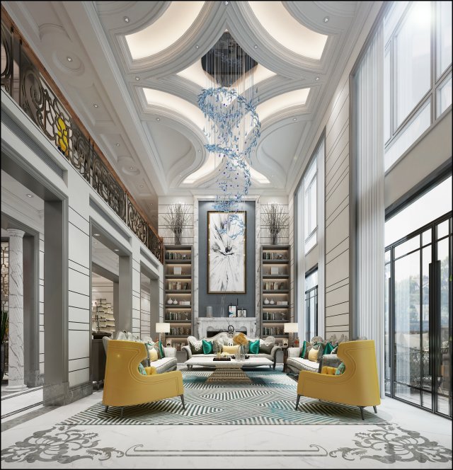luxurious living room 3D Модель .c4d .max .obj .3ds .fbx .stl .blend 