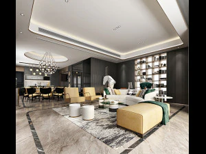 luxurious living room 3D Model