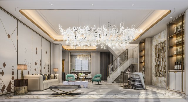 luxurious living room 3D-Modell .c4d .max .obj .3ds .fbx .stl .blend 