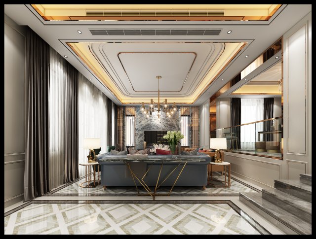 luxurious living room Modèle 3D .c4d .max .obj .3ds .fbx .stl .blend 