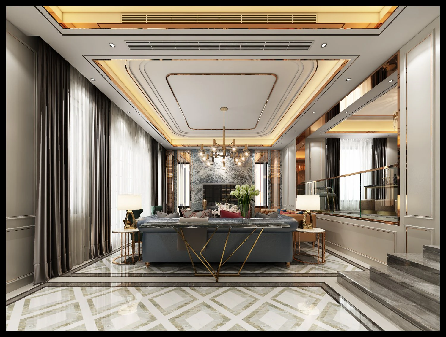 luxurious living room 3D Model .c4d .max .obj .3ds .fbx .stl .blend 