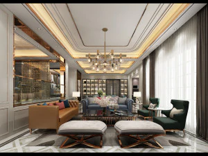 luxurious living room 3D Model
