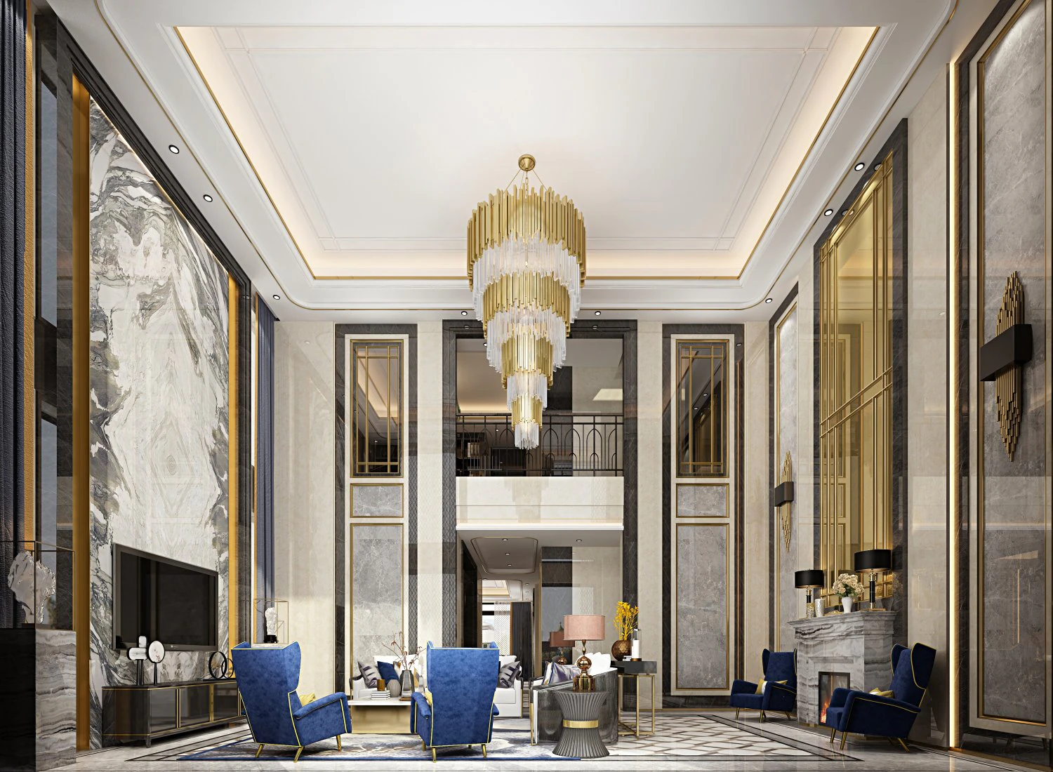 luxurious living room 3D Model .c4d .max .obj .3ds .fbx .stl .blend