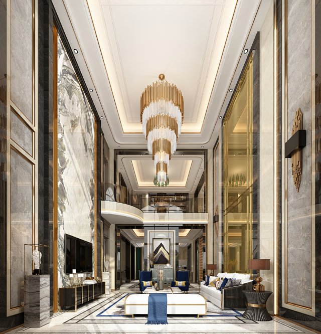 luxurious living room Modèle 3D .c4d .max .obj .3ds .fbx .stl .blend 