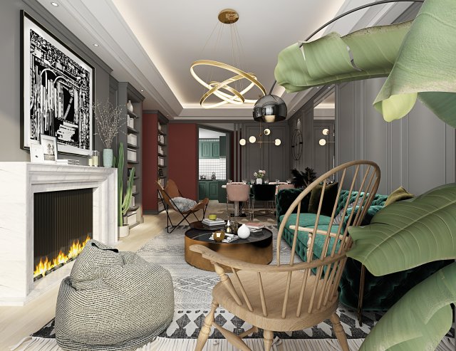 luxurious living room Model 3D .c4d .max .obj .3ds .fbx .stl .blend