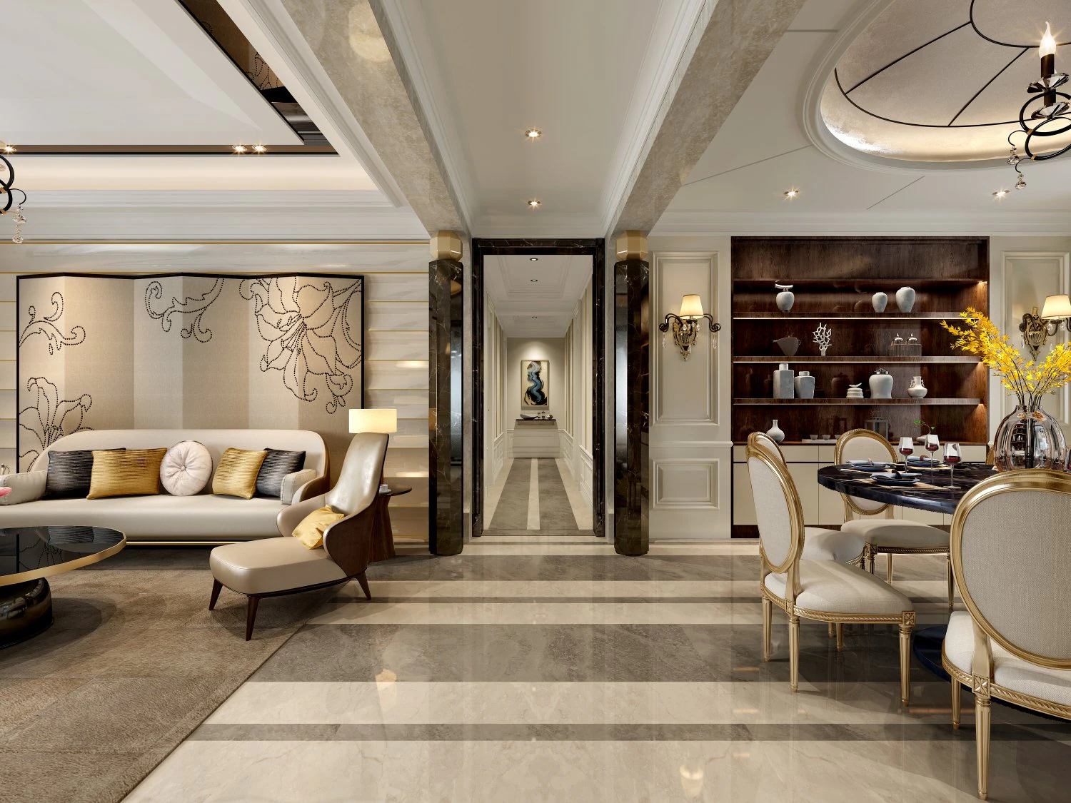 luxurious living room 3D Model .c4d .max .obj .3ds .fbx .stl .blend