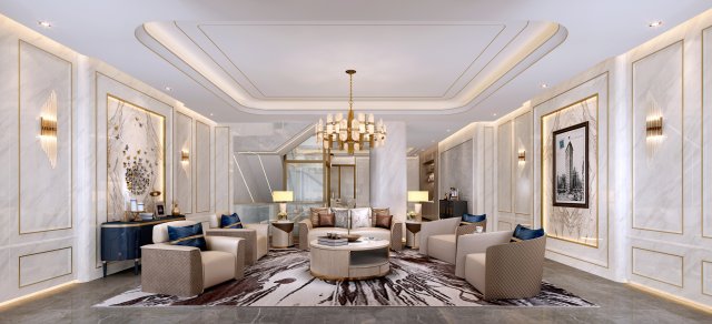 luxurious living room Modelo 3D .c4d .max .obj .3ds .fbx .stl .blend 