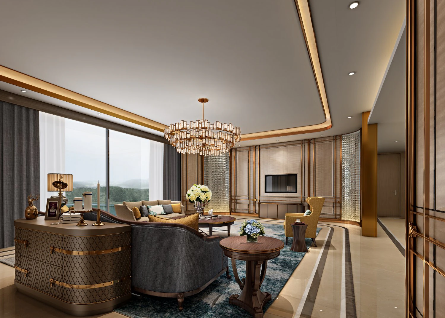 luxurious living room 3D Model .c4d .max .obj .3ds .fbx .stl .blend 