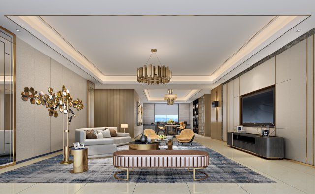 luxurious living room 3D-Modell .c4d .max .obj .3ds .fbx .stl .blend 