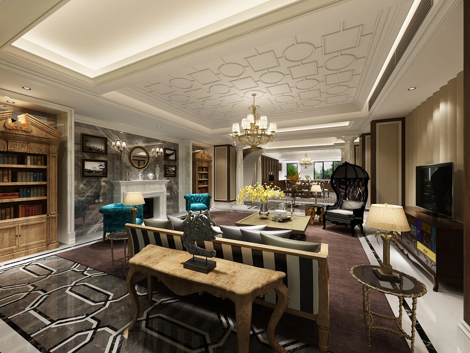 luxurious living room 3D Model .c4d .max .obj .3ds .fbx .stl .blend 