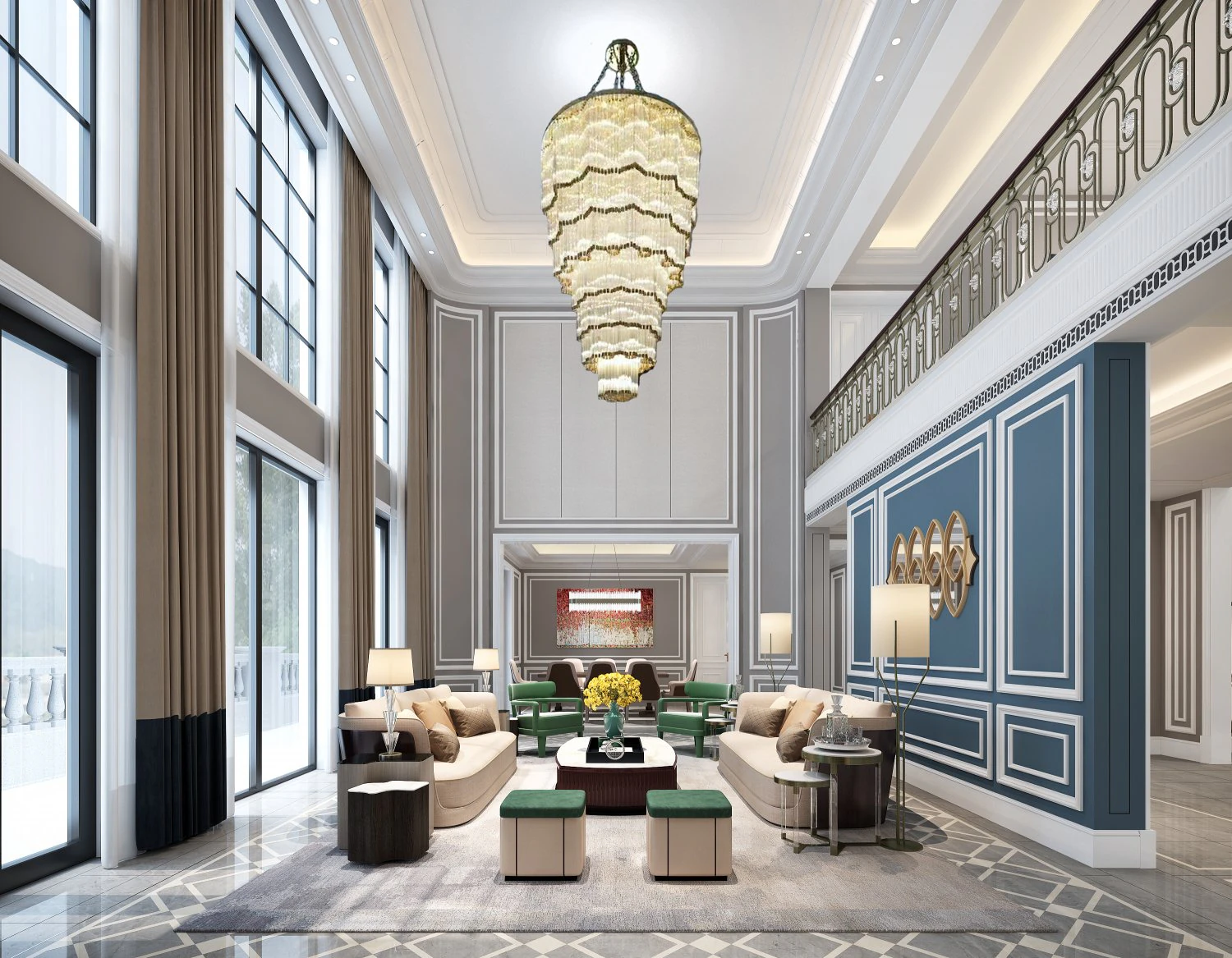 luxurious living room 3D Model .c4d .max .obj .3ds .fbx .stl .blend 