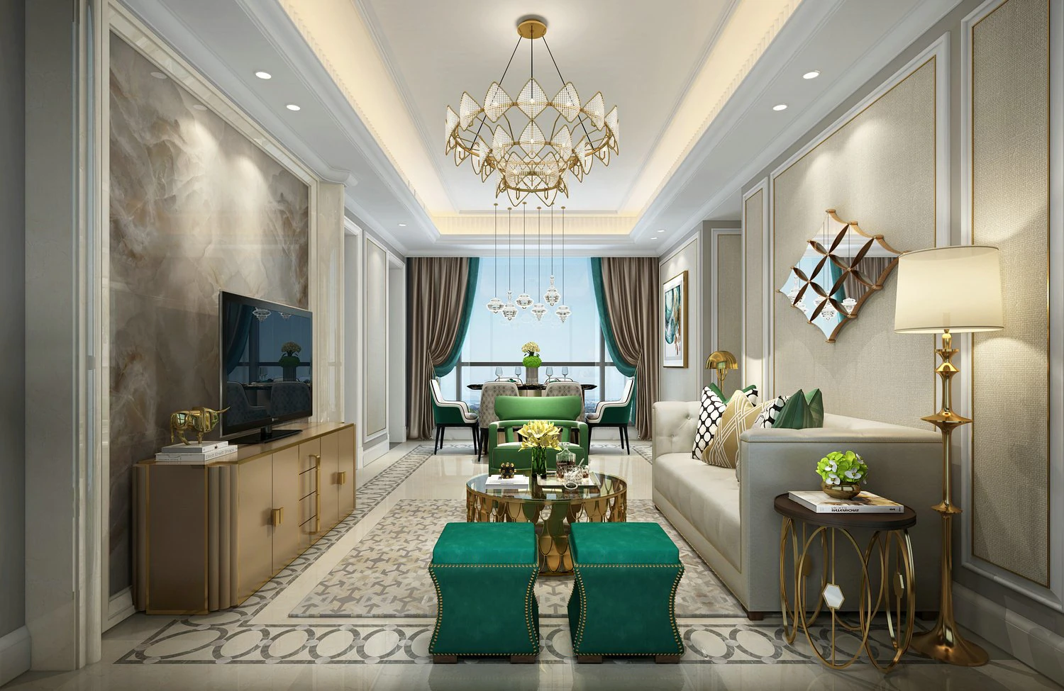 luxurious living room 3D Model .c4d .max .obj .3ds .fbx .stl .blend 