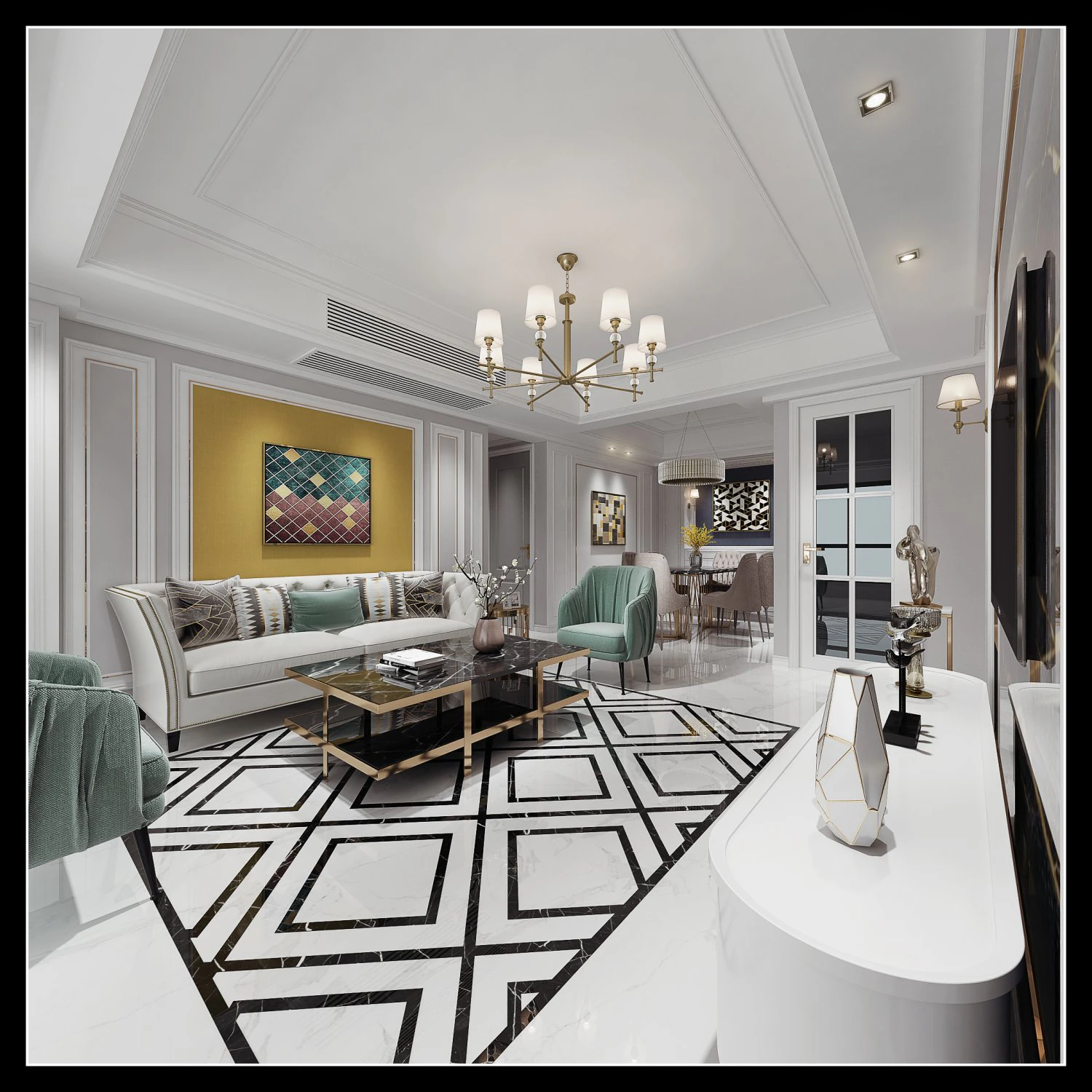luxurious living room 3D Model .c4d .max .obj .3ds .fbx .stl .blend