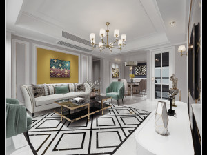 luxurious living room 3D 模型