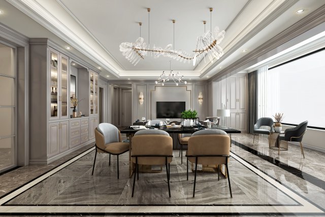 luxurious living room Modelo 3D .c4d .max .obj .3ds .fbx .stl .blend 