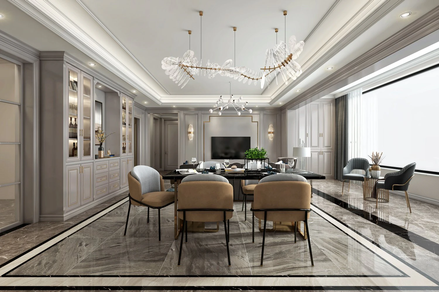 luxurious living room 3D Model .c4d .max .obj .3ds .fbx .stl .blend 