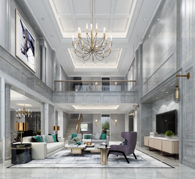 luxurious living room 3D 모델 .c4d .max .obj .3ds .fbx .stl .blend 