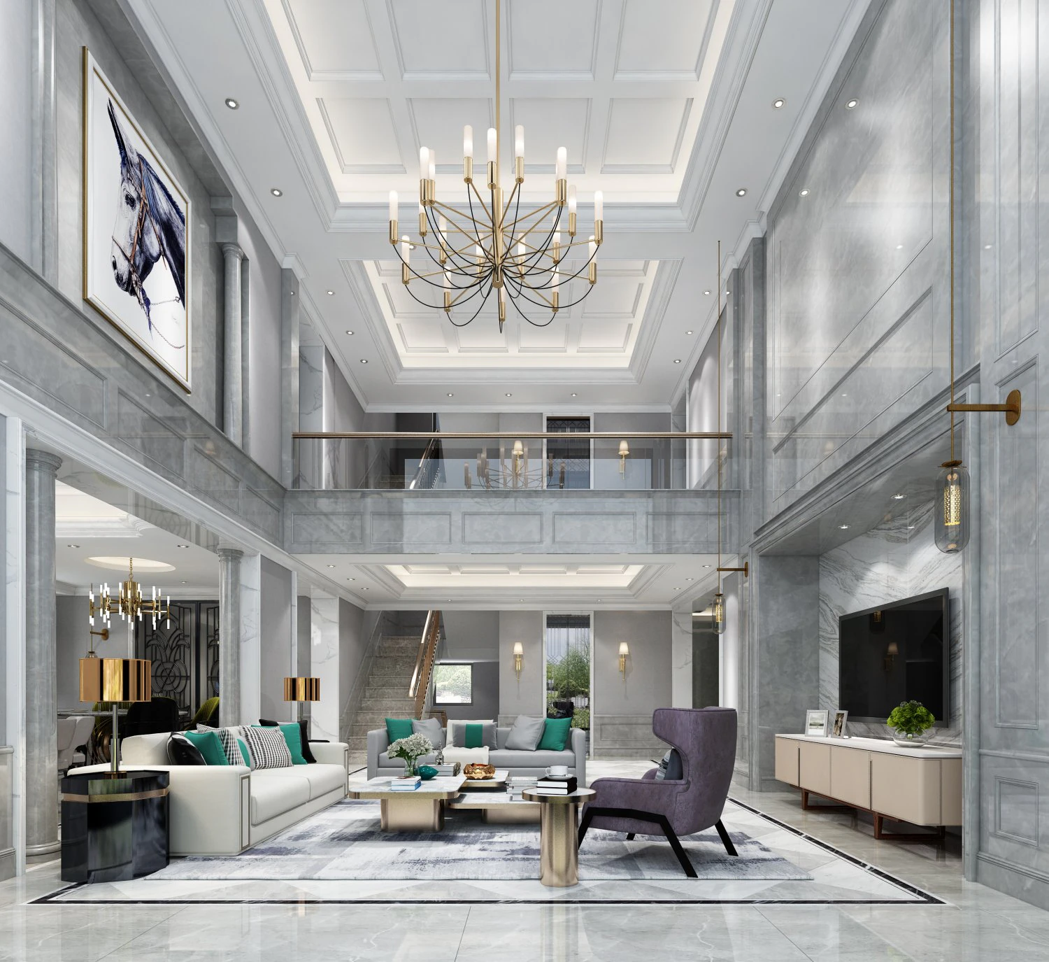 luxurious living room 3D Model .c4d .max .obj .3ds .fbx .stl .blend