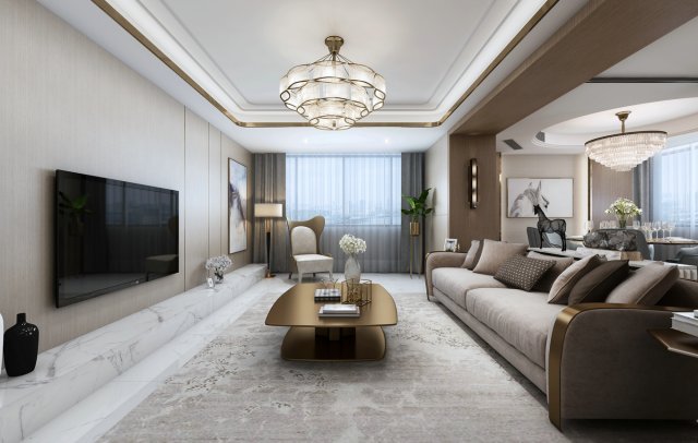 luxurious living room 3D Model .c4d .max .obj .3ds .fbx .stl .blend