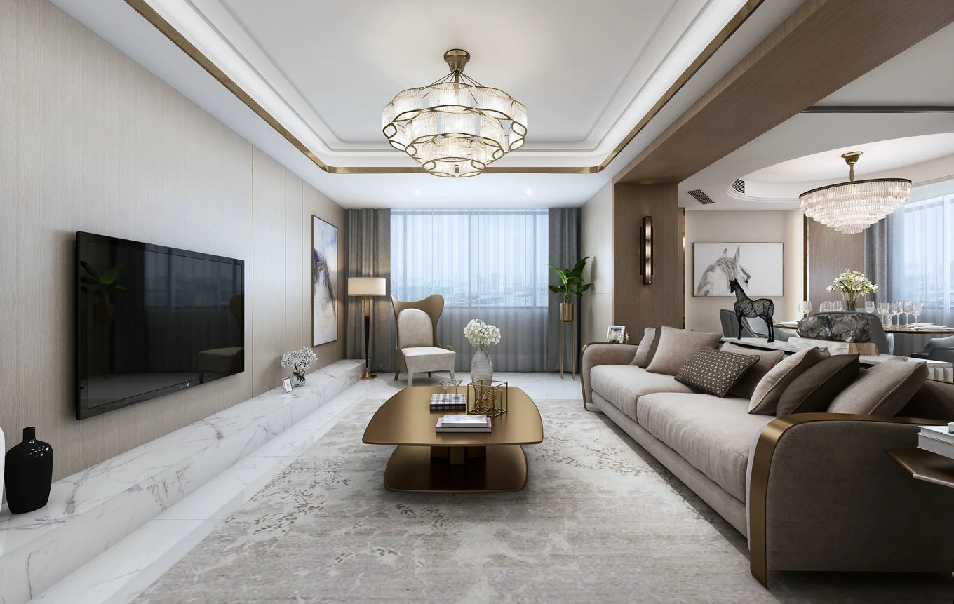 luxurious living room 3D Model .c4d .max .obj .3ds .fbx .stl .blend 