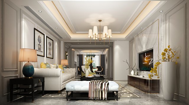 luxurious living room Modèle 3D .c4d .max .obj .3ds .fbx .stl .blend 