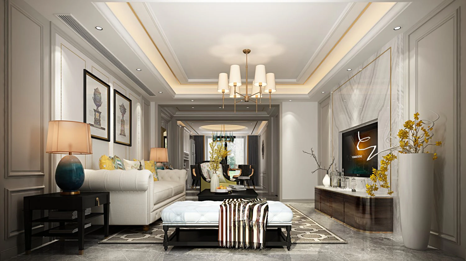 luxurious living room 3D Model .c4d .max .obj .3ds .fbx .stl .blend 