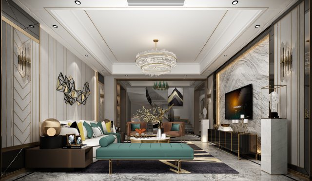 luxurious living room 3D Model .c4d .max .obj .3ds .fbx .stl .blend 