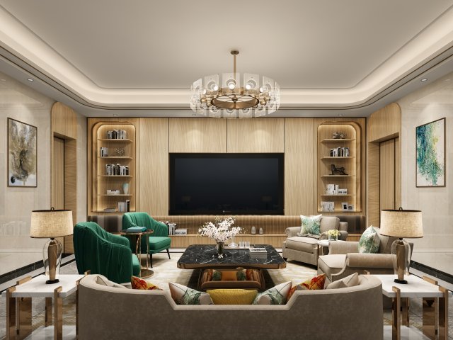 luxurious living room 3D Model .c4d .max .obj .3ds .fbx .stl .blend