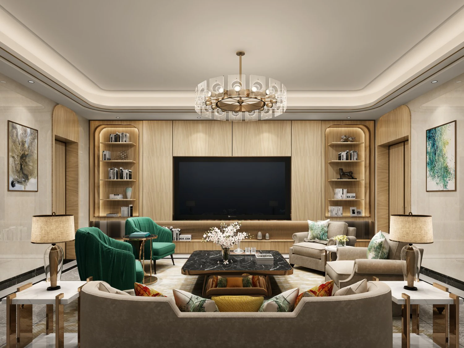 luxurious living room 3D Model .c4d .max .obj .3ds .fbx .stl .blend 