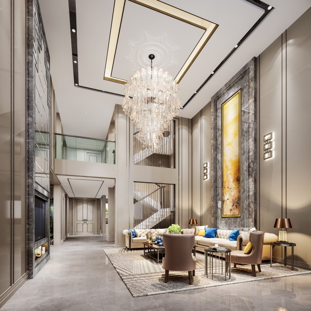 luxurious living room 3D 모델 .c4d .max .obj .3ds .fbx .stl .blend 