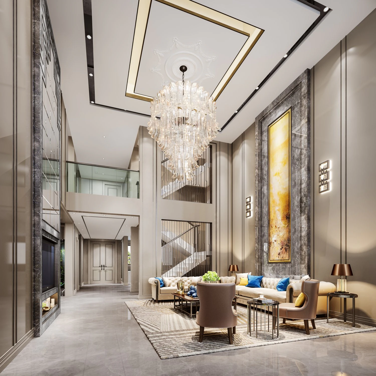 luxurious living room 3D Model .c4d .max .obj .3ds .fbx .stl .blend 