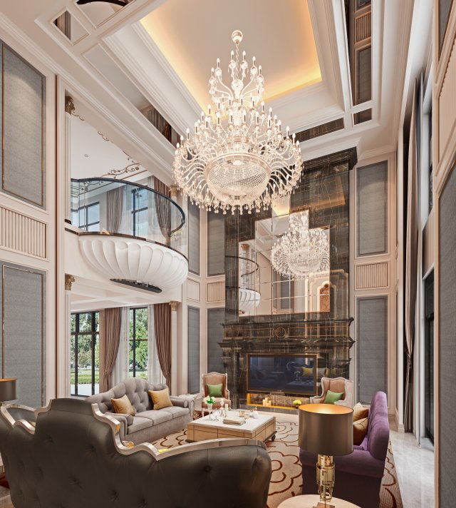 luxurious living room Modelo 3D .c4d .max .obj .3ds .fbx .stl .blend 