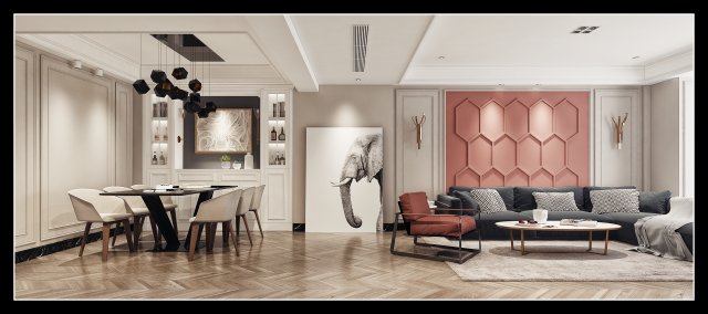 luxurious living room 3D Model .c4d .max .obj .3ds .fbx .stl .blend 