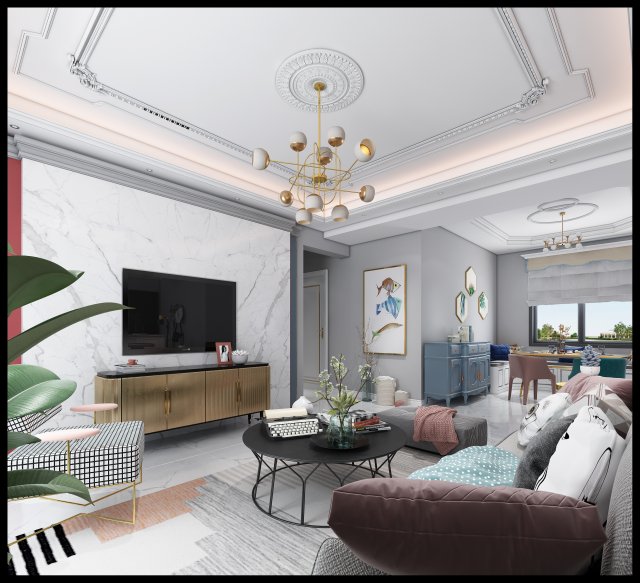 modern living room 3D Model .c4d .max .obj .3ds .fbx .stl .blend 
