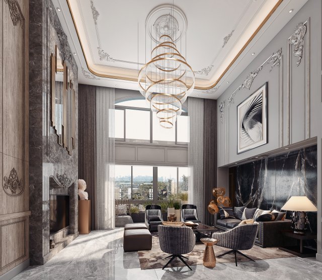 modern living room 3D मॉडल .c4d .max .obj .3ds .fbx .stl .blend 