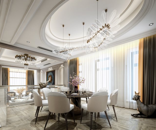 modern living room 3D 模型 .c4d .max .obj .3ds .fbx .stl .blend