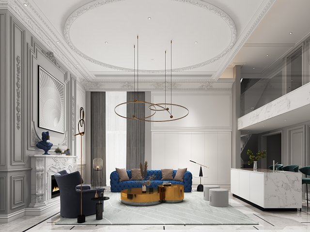 modern living room 3D 모델 .c4d .max .obj .3ds .fbx .stl .blend 