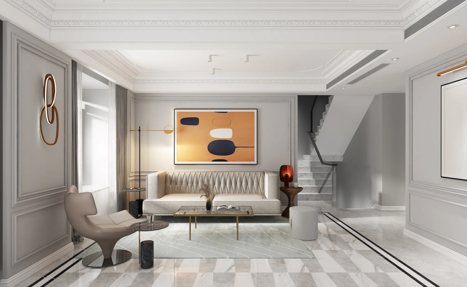 modern living room 3D Model .c4d .max .obj .3ds .fbx .stl .blend