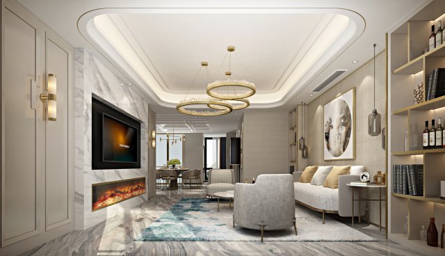 modern living room 3D 모델 .c4d .max .obj .3ds .fbx .stl .blend 