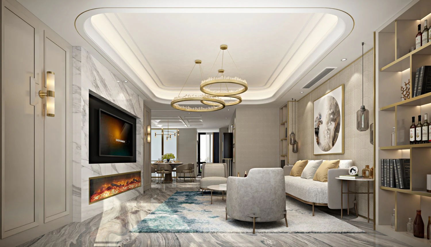 modern living room 3D Model .c4d .max .obj .3ds .fbx .stl .blend 