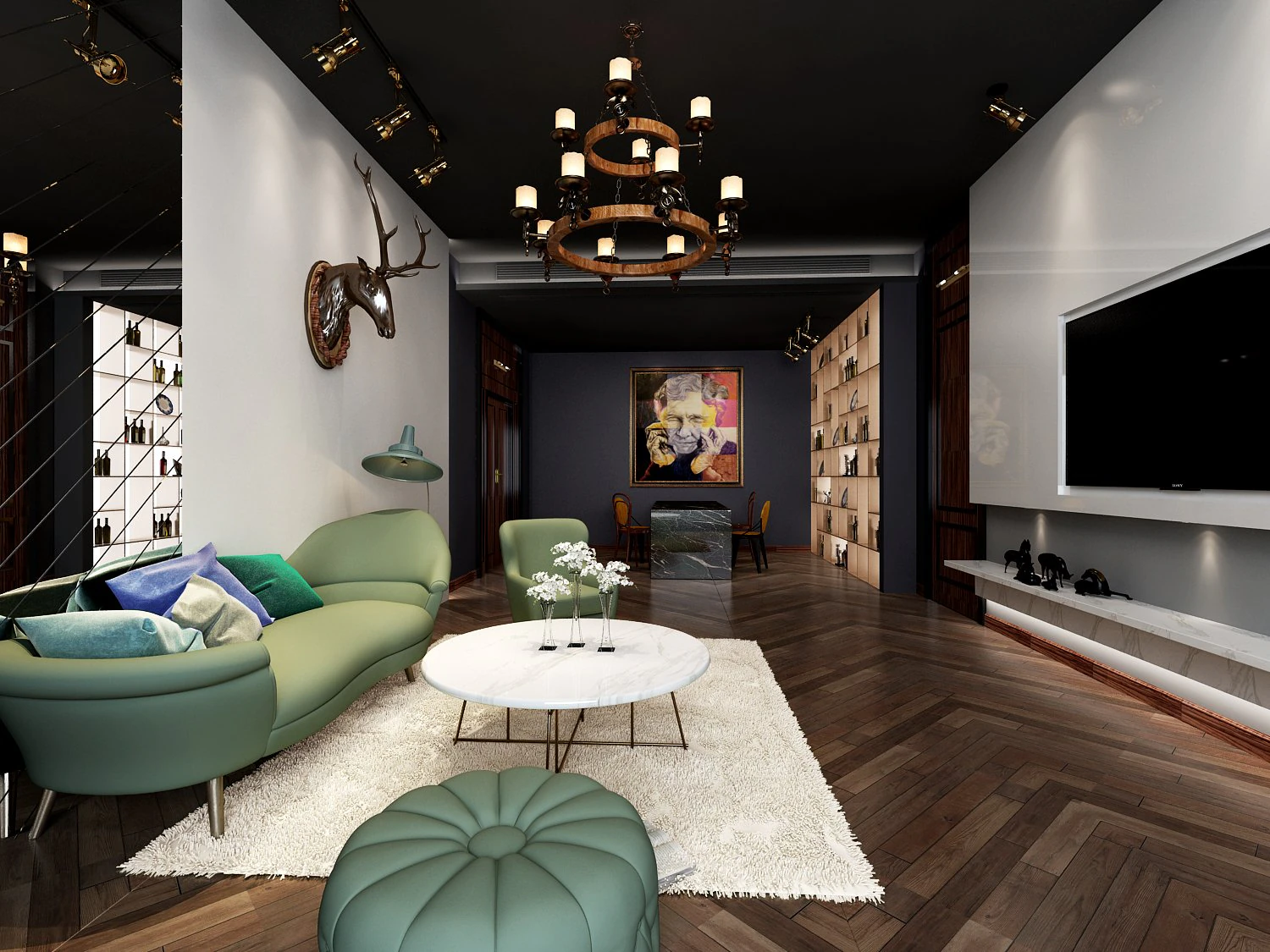 modern living room 3D Model .c4d .max .obj .3ds .fbx .stl .blend 