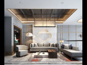 modern living room 3D Model