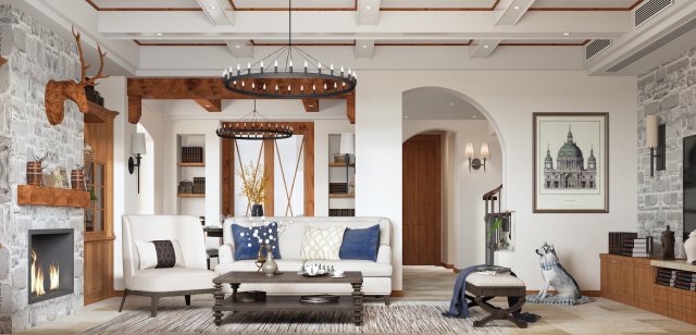 modern living room 3D Model .c4d .max .obj .3ds .fbx .stl .blend 