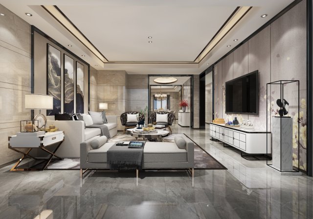 modern living room 3D Модель .c4d .max .obj .3ds .fbx .stl .blend 