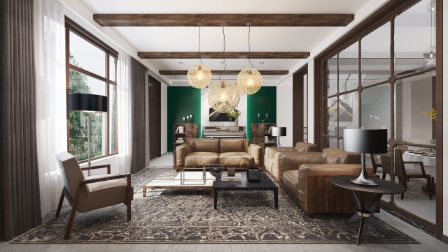 modern living room Modello 3D .c4d .max .obj .3ds .fbx .stl .blend 
