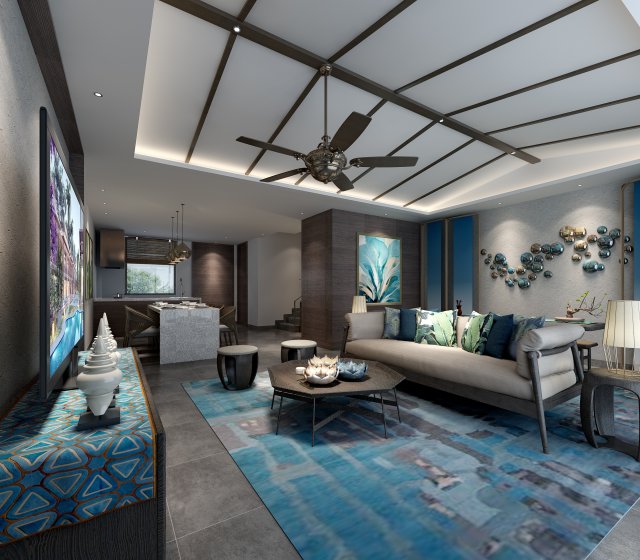 modern living room Modelo 3D .c4d .max .obj .3ds .fbx .stl .blend 