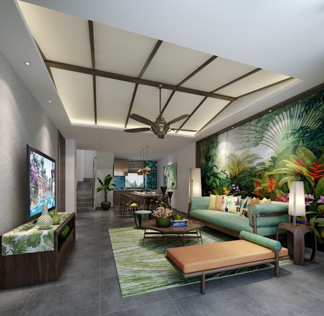 modern living room 3D 모델 .c4d .max .obj .3ds .fbx .stl .blend 