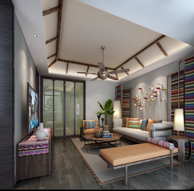 modern living room 3D Model .c4d .max .obj .3ds .fbx .stl .blend 